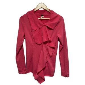 Free People We The Free‎ Sweatshirt Womens M Pink Ebb Flow Zip Front Long Sleeve